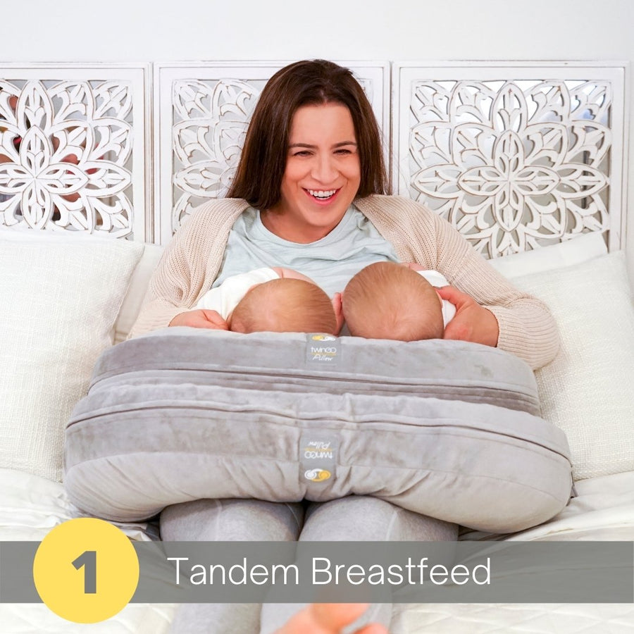 Twingo nurse and lounge pillow tandem breastfeed twins