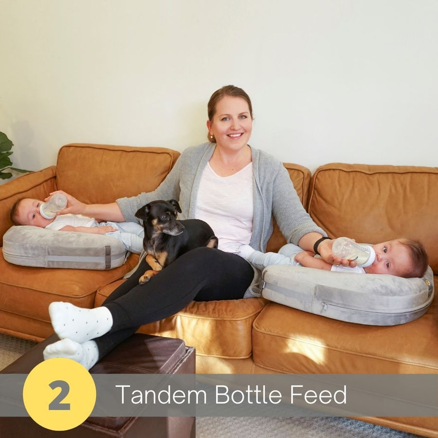 twingo nurse and lounge pillow tandem bottle feed twins